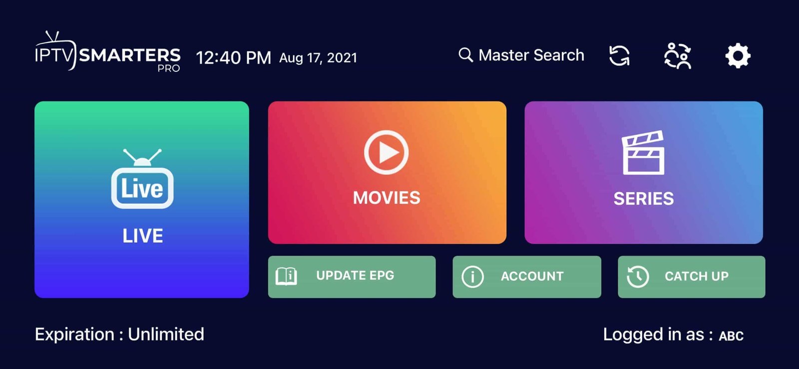 Smarters Player Live TV view