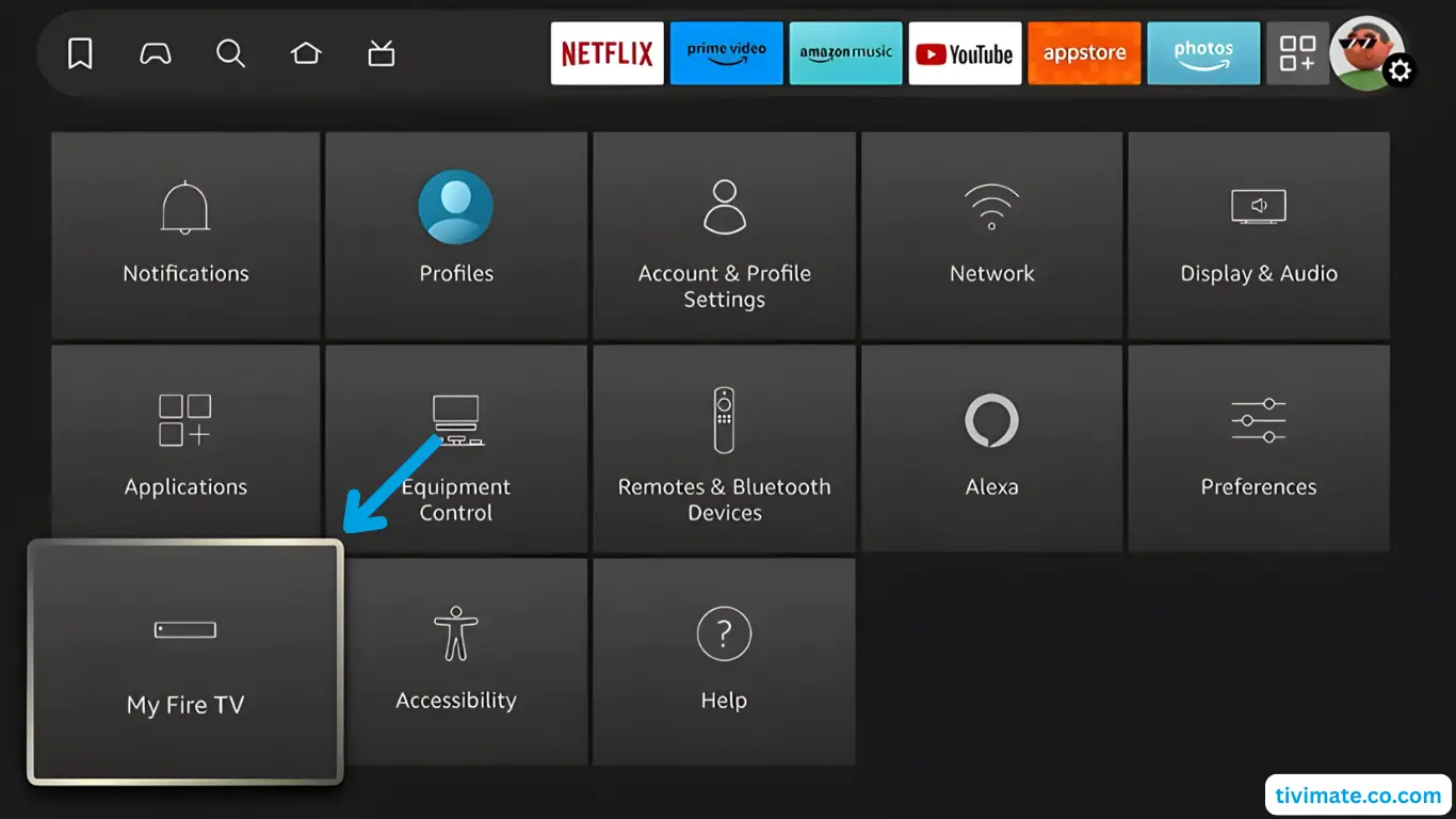 Click on My Fire TV in settings