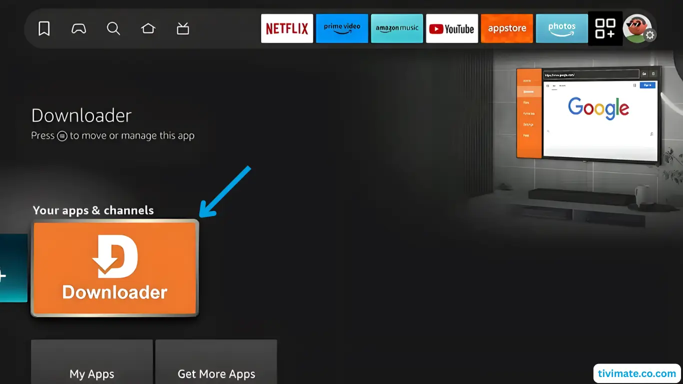 Find and open Downloader app