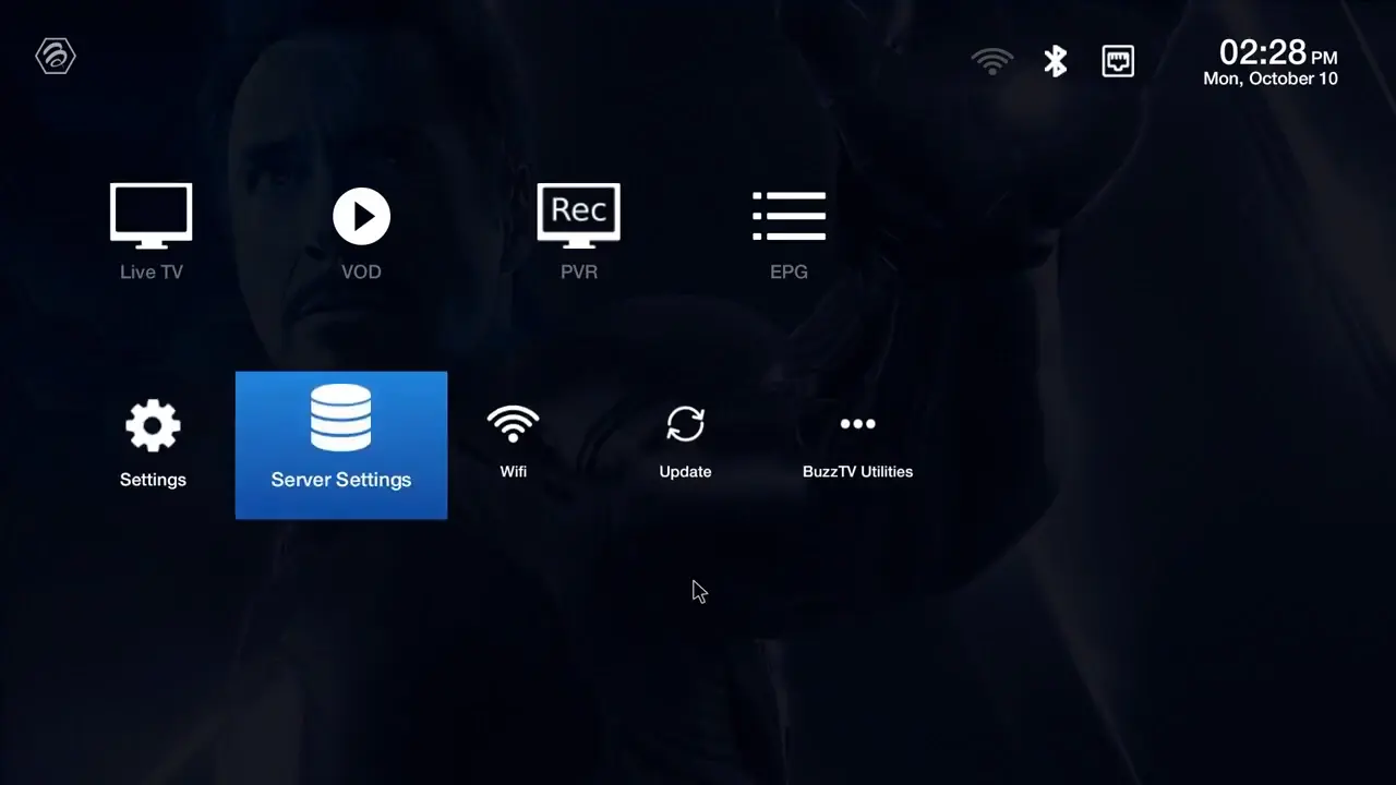 BuzzTV Server Settings screen