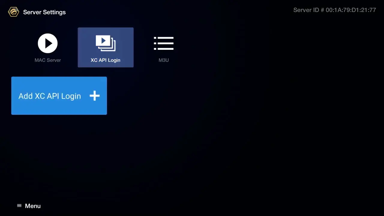 Select XC API Login on BuzzTV