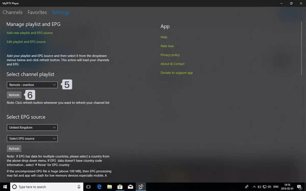 Select channel playlist in MyIPTV