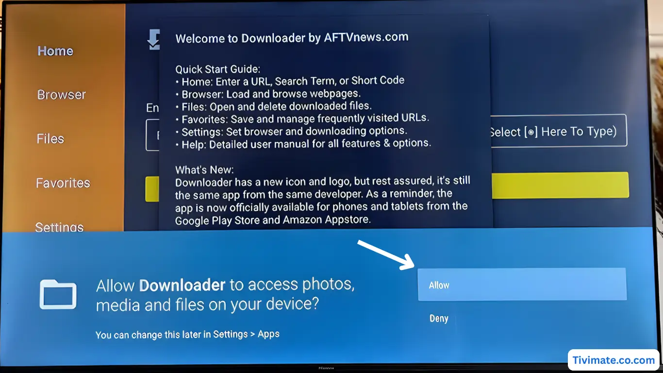 Press Allow on Android TV