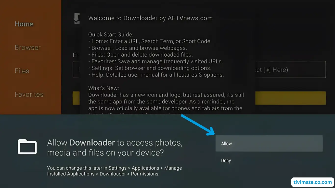 Press Allow to give Downloader file access