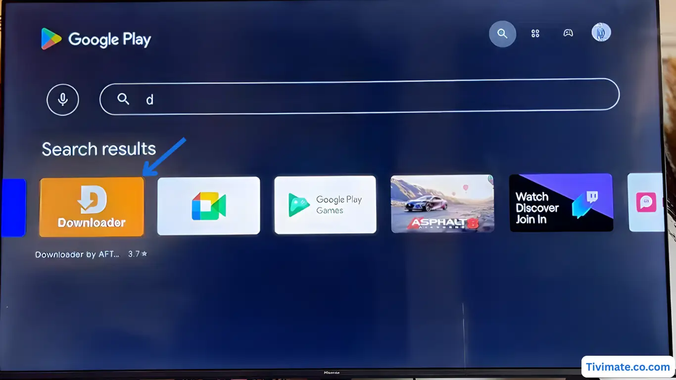 Install Downloader from Play Store on Android TV